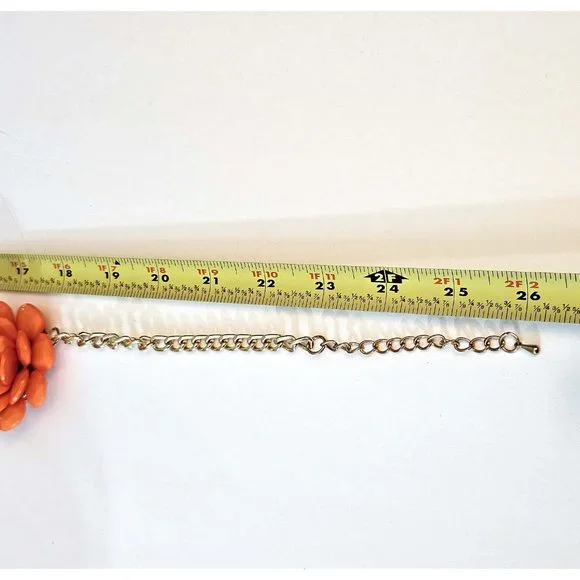 Vintage-Inspired TopShop Orange Flower Statement Necklace with Faux Pearls - Picture 11 of 11